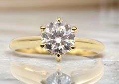 14 Kt Yellow Gold Plate Sparkling 1 Ct Vvs1 Simulated White Diamond Solitaire Ring