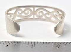 Wide Cuff Bracelet with Swirl Pattern in Sterling Silver 40.2grams