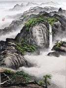 Taoist Mountains of China in original Watercolor Yin Ping Zheng Untitled