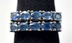 Set of Blue Sapphire Gemstones Rings in Sterling Silver 6.4grams Size 6 3/4