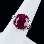 PLATINUM RUBY AND DIAMOND RING 9.30 C.T.W., GIA CERTIFIED
