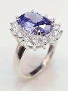 Dazzling 18 Kt White Gold Plate Huge 6.75 Ct VVs1 Lab Simulated Violet Blue Tanzanite Ring