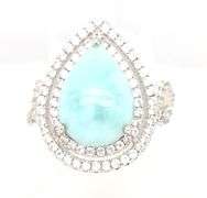 925 Sterling silver pear shaped stone and cubic zirconia ring