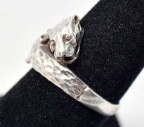 Double Headed Big Cat Ring in Sterling Silver 3.5grams Size 7.5