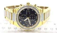 Citizen Eco-Drive gole tone Chronograph quartz black dial crystal accent watch