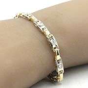 14kt White and Yellow gold 1cts round brilliant cut diamond bracelet