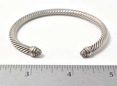 CZ Gemstone Cuff Bracelet in Sterling Silver. 27.0 grams.