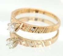 14kt Yellow gold 0.15ct round brilliant cut diamond solitaire ring
