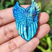 Hand-Carved Natural Quartz Labradorite Wings