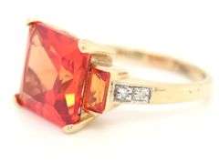 10kt Yellow gold emerald cut orange quartz ring