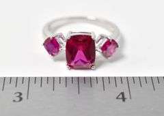 Bright Pink Genuine Stone Ring in Sterling Silver 4.1grams Size 8 3/4