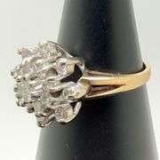 PHOTOS NEEDED 14kt Yellow Gold Champagne Diamond Flower Cluster Ring
