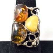 Unique Multi-Colored Stone Ring in Sterling Silver 8.7grams Size 8.5