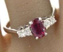 14kt White Gold Ruby and Diamond Cocktail Ring
