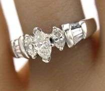 Platinum Marquise 3 Stone Diamond Engagement Ring