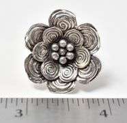 Large Sculpted Flower Ring in Sterling Silver 10.4grams Size 5 3/4
