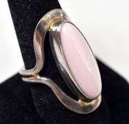 Oval Pink Coral Ring in Sterling Silver 12grams Size 9