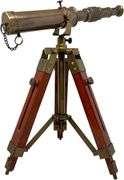 Brass Spyglass Telescope with Wooden Tripod