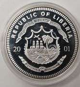 (2) 2000-2001 Republic of Liberia $20 Coins