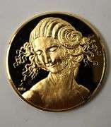 "Lot of 4" Leonardo Da Vinci 24k Gold Electroplate Sterling Silver Medals, LOTS OF SILVER