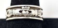 Hand and Heart Ring in Sterling Silver 9.6grams Size 10