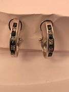 14K WHITE GOLD EARRINGS WITH DIAMONDS AND SAPPHIRES
