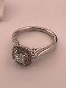 CERTIFIED "VERA WANG" LOVE COLLECTION 14K WHITE GOLD DIAMOND ENGAGEMENT RING.