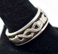 Hand and Heart Ring in Sterling Silver 9.6grams Size 10