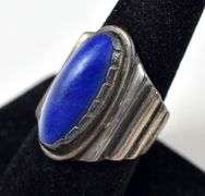 Oval Lapis Lazuli ring in Sterling Silver 14.6grams Size 8 1/4