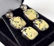 Dalmatian Jasper Earrings in Sterling Silver 12.6grams