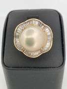 CERTIFIED 14K YELLOW GOLD DIAMOND AND PEARL RING