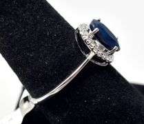 Genuine Sapphire Oval Ring in Sterling Silver 2.7grams Size 8.5