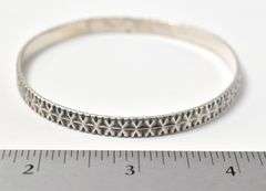 Solid Bangle with Patterning in Sterling Silver 14.7grams