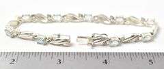 Beautiful Blue and Clear Gem Link Bracelet in Sterling Silver 13.8grams