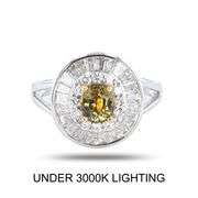 18K WHITE AND YELLOW GOLD ALEXANDRITE AND DIAMOND RING 2.21 C.T.W., GIA CERTIFIED