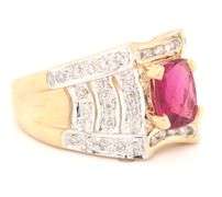 14kt Yellow gold 1.50ctw pink tourmaline and diamond wide band