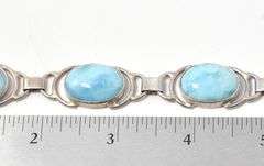 Oval Link Bracelet with Blue Stones in Sterling Silver 39.5grams