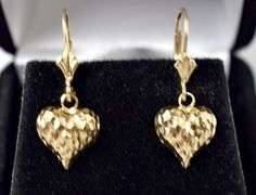 Loving 14K Yellow Gold Heart Dangle Earrings