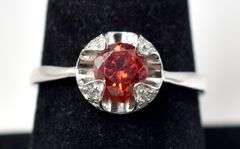 Bright Red Stone Ring in Sterling Silver 2.7grams Size 8 1/4