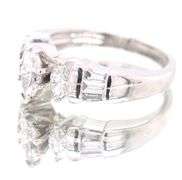 Platinum Marquise 3 Stone Diamond Engagement Ring