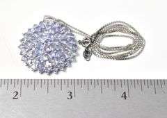 Purple Stone Cluster Necklace in Sterling Silver 9grams 18inch