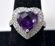 Amethyst Heart Ring in Sterling Silver 5.8grams Size 9
