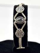 Rope Chain Bracelet with Floral Charms and Stone in Sterling Silver 12.4grams