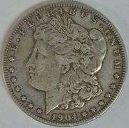Very scarce key date 1904-S Morgan Silver Dollar in near XF condition