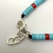 Hand made European Turquoise and gem stone silver braclet. Size 7"