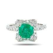 18K WHITE GOLD EMERALD AND DIAMOND RING 1.89 C.T.W.