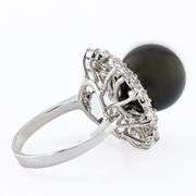 14K WHITE GOLD TAHITIAN SOUTH SEA PEARL AND DIAMOND RING 12.9MM
