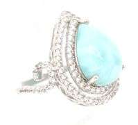 925 Sterling silver pear shaped stone and cubic zirconia ring
