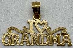 10K Yellow Gold "I <3 GRANDMA " Pendant