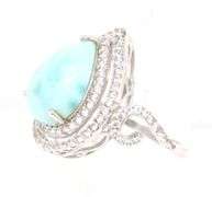 925 Sterling silver pear shaped stone and cubic zirconia ring